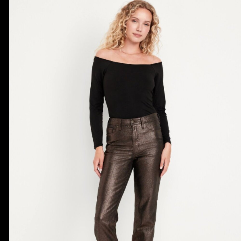 High-Waisted Shine OG Straight Ankle Jeans